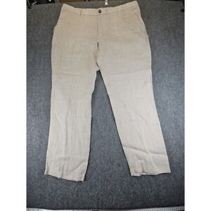Tasso Elba Pants Mens Beige 100% Linen Lightweight Casual Sz 38x32 Perfect 1407